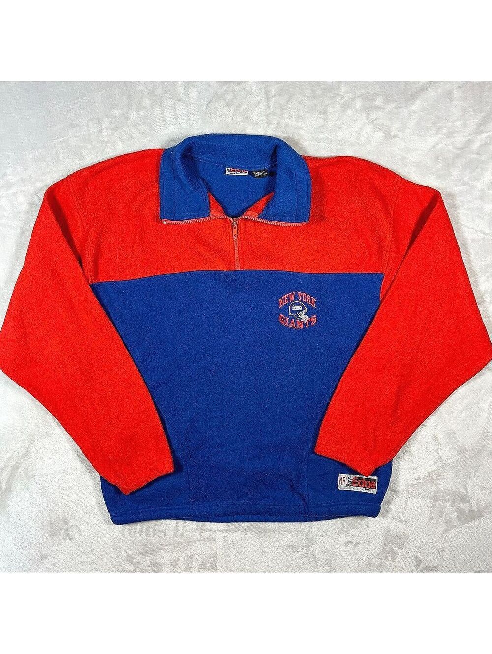 Vintage 1997 New York Giants Colorblock Quarter Zip Fleece NFL The Edge Large